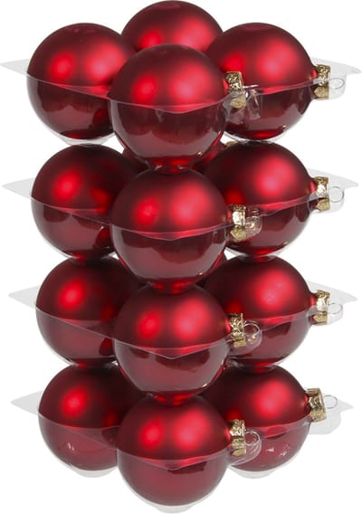 Glas kerstballen - 8 cm - 16 stuks - Rood