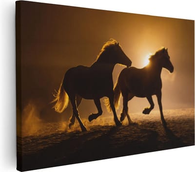 Artaza Canvas Schilderij Paard - 30x20 cm - Klein - Wanddecoratie Woonkamer - Muurdecoratie Dieren - Kamer Accessoires