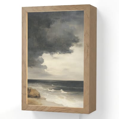 Wandlamp 20x30 cm - Oplaadbaar - Kust - Golven - Rots - Storm - Wandlampen binnen woonkamer - Slaapkamer lamp met kabel - Decoratieve nachtlamp - Vloerlamp snoer