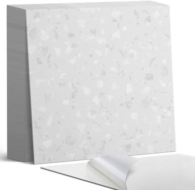 Coloray Plaktegels - Abstract terrazzopatroon Zelfklevende Tegels - 20 cm x 20 cm - Grijs Plaktegels - 20 stuks - Vierkant PVC Tegels - Plaktegels Badkamer - Plaktegels Vloer - Vinyl Tegels Zelfklevend - Wandtegel Zelfklevend
