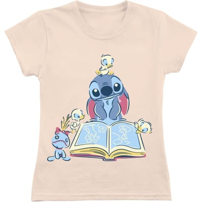 Lilo & Stitch - Disney T-shirt voor kinderen - Kids - Reading A Book - voor Kinderen - lichtroze