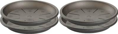 Set van 6x stuks water opvangschaal bakje Planten/bloempot antraciet grijs rond 24 cm - Kunststof - Pot van 30/35 cm diameter