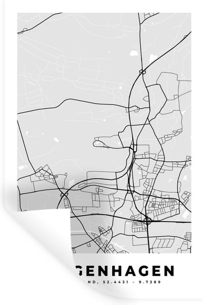 Muurstickers - Sticker Folie - Langenhagen - Plattegrond - Duitsland - Stadskaart - Kaart - 20x30 cm - Plakfolie - Muurstickers Kinderkamer - Zelfklevend Behang - Zelfklevend behangpapier - Stickerfolie