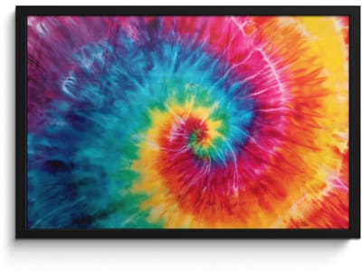 Poster in lijst - Fotolijst 60x40 cm - Posters - Regenboog - Tie dye - Kleurrijk - Blauw - Posterlijst zwart - Decoratie - Wanddecoratie woonkamer - Muurdecoratie slaapkamer