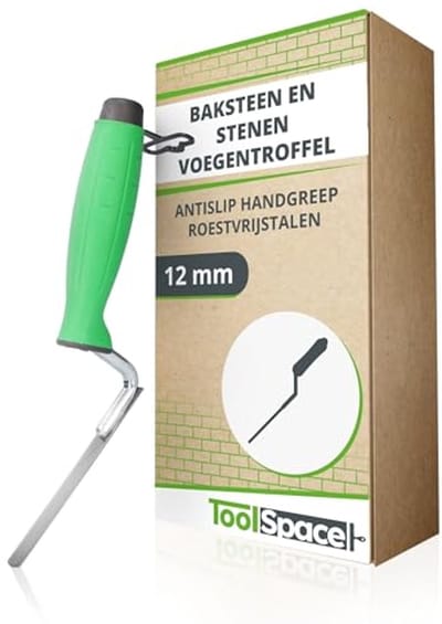 Voegspaan 12 mm - Roestvrijstalen Spaan voor Voegen en Metselwerk, Ergonomisch Handvat voor Renovatie en Reparatie