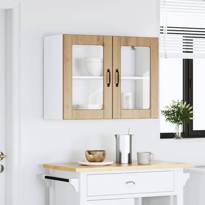 vidaXL - Keukenbovenkast - met - glazen - deur - bewerkt - hout - artisanaal - eiken