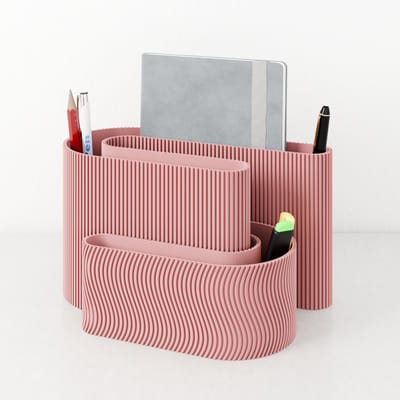 Fleuriek - Bureau organizer Roze - Kleurrijke desk organizer - Organizer bakjes met pennenbakje voor kantoor - Decoratieve bureau opberger of pennenhouder