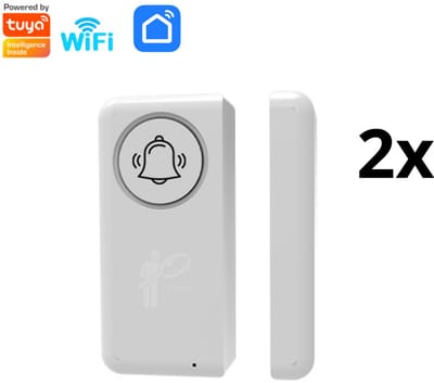 Narvie Wifi Deur- en Raamsensor met Alarm – Set van 2 – Slimme Contactsensor – Werkt met Tuya, Smart Life, Alexa & Google – Draadloos – App & Geluid – Antidiefstal