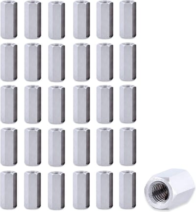 Lange Moer Zeskant Mouw Draadstang Koppelingsmoeren Hex Lange Staaf Moer Koolstofstaal Moer Draad Vrouwelijke Rechte Hex Schacht 30 stuks (M12*15 * 40)