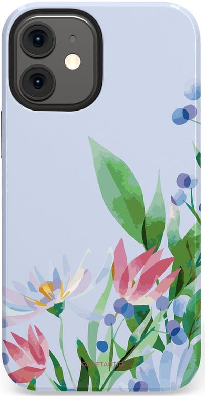 Casetastic hoesje geschikt voor Apple iPhone 12 Mini - Dubbellaagse bescherming - Dromen in pastel - Fashion Case - Lichtgrijs Mintgroen