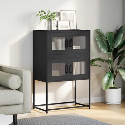vidaXL - Hoge - kast - 68x39x107 - cm - staal - zwart