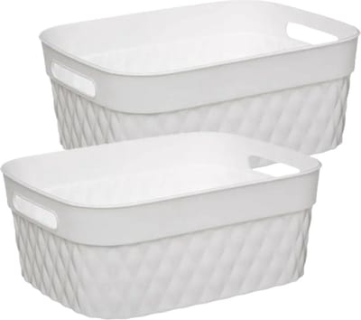 5five Opbergmanden - 2 stuks - 5 liter - Kunststof - Wit