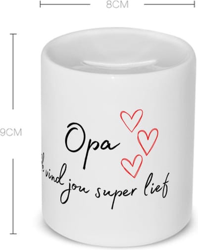 Akyol - opa ik vind jou super lief Spaarpot - Opa - de liefste opa - verjaardag - cadeautje voor opa - opa artikelen - kado - geschenk - 350 ML inhoud