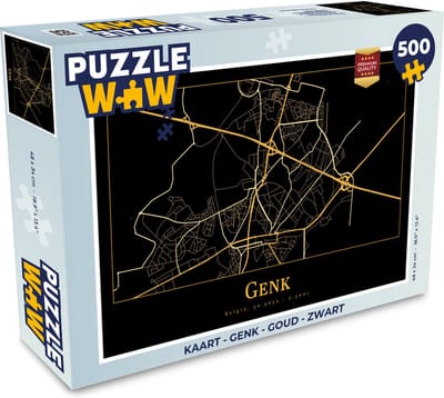Puzzel Kaart - Genk - Goud - Zwart - Legpuzzel - Puzzel 500 stukjes