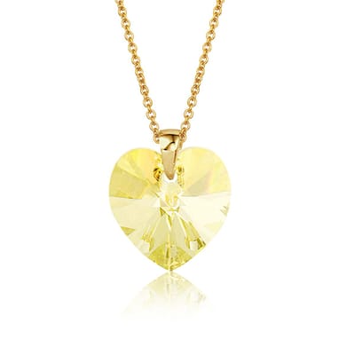 Montebello Ketting Fleur HZ118 - Swarovski Hart - 925 Zilver Verguld - Ø14mm - 50cm