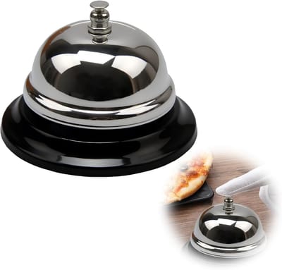 Tafelbel Roestvrij Staal - Receptiebel Keukenbel - Service Oproepen - Helder Luid Geluid - 85mm Diameter - Zilverkleurig