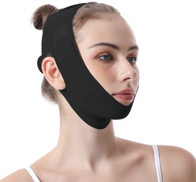 Oneay V-Line Kinband – Gezichtsafslankband voor Vrouwen – Liftend Gezichtsmasker voor Kaaklijn en Dubbele Kin – Verstelbare Face Slimming Band – Zwart
