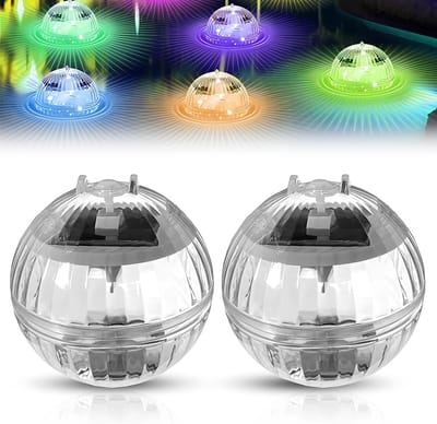 Oplaadbare Onderwater Lichtshow - Zwembad Verlichting – Set van 2 – IP65 waterdicht – Tuinverlichting op zonne-energie – Vijververlichting op zonne-energie - Drijvende LED Lamp – Drijvende bolvormige verlichting voor vijvers, tuinen en zwembaden