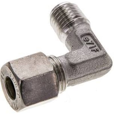 8L & M12x1.5 (con) RVS L-Vorm Knelfitting Buitendraad 315bar ISO 8434-1