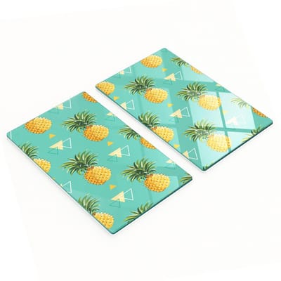 Set van snijplanken van gehard glas met ananaspatroon, 2x30x52 cm