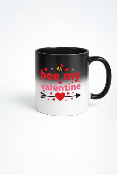 Bee My Valentine Magische Mok - Kleurveranderende Koffiemok met Bijen en Hartjes voor Valentijnsdag