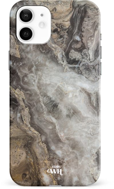 xoxo Wildhearts Marble Grey River - Single Layer - Hoesje geschikt voor iPhone 11 Marmer hoesje shockproof - Hard Case beschermhoesje geschikt voor iPhone 11 - Grijs