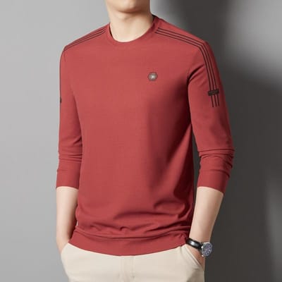Sweatshirt Heren Herfst Nieuwe Ronde Hals Pullover T-shirt Herenmode Veelzijdig Casual Onderhemd XXXXL brown