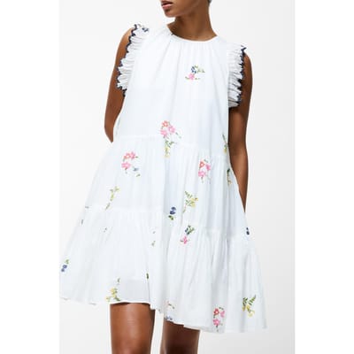 French Connection Kirsty Holland Tiered Dress White Multi Maat: XS | Mini Jurken Outlet | Dames | Wit