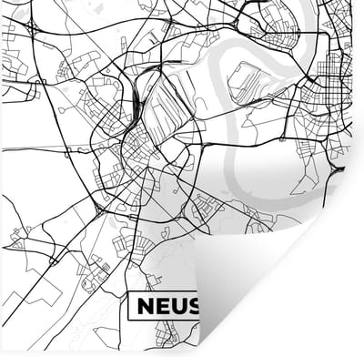 Muurstickers - Sticker Folie - Kaart - Neuss - Plattegrond - Stadskaart - 100x100 cm - Plakfolie - Muurstickers Kinderkamer - Zelfklevend Behang XXL - Zelfklevend behangpapier - Stickerfolie