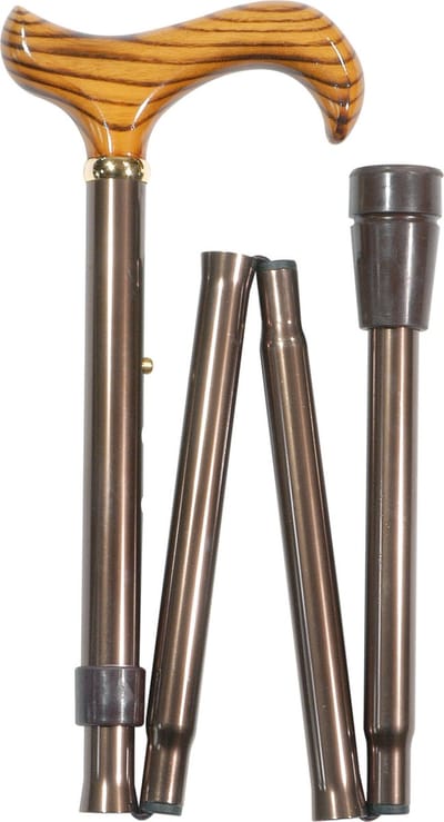 Classic Canes Opvouwbare wandelstok - Bruin - Verstelbaar - Lengte 82 - 92 cm - Aluminium - Essenhout Derby handvat - Gewicht 405 gram - Diameter wandelstok 19 mm - Wandelstokken - Heren en dames - Inklapbare wandelstok - Wandelstok opvouwbaar