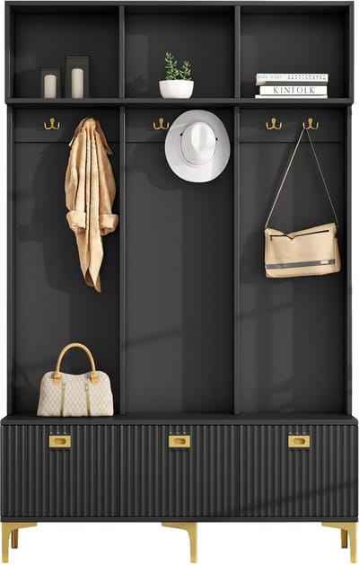 "Zwarte multifunctionele opbergkast spaanplaat voor hal en woonkamer 120×40×191.5cm "
