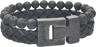 Josh Heren Armband Leer - Zwart