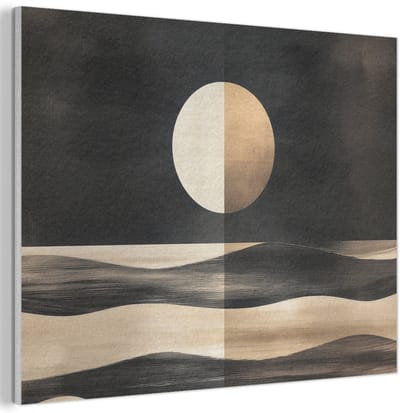 Akoestisch wandpaneel 40x30 cm - Vilt schilderij Maan - Cirkel - Goud - Akoestische panelen - Geluidsdempende wanddecoratie - Geluidsisolatie woonkamer - Muurdecoratie geluidspanelen