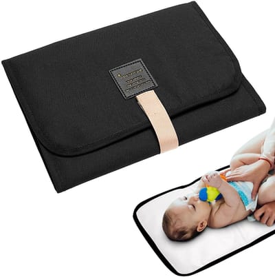 Draagbare Verschoningsmat - Opvouwbaar Aankleedkussen - Baby Verzorgen Onderweg - Waterdicht En Duurzaam - Compact Opvouwbaar - Zwart