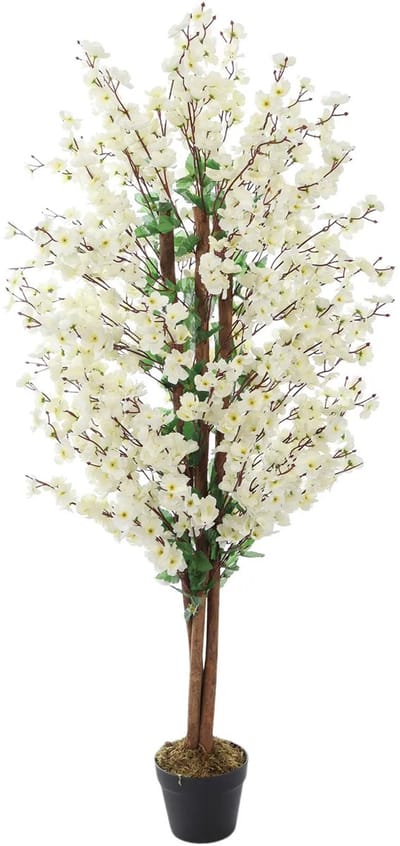 Kunst Bloesemboom Wit | 150cm | Zijde Kunstplant bloesem - Kersenbloesem kunstboom wit - Prunus