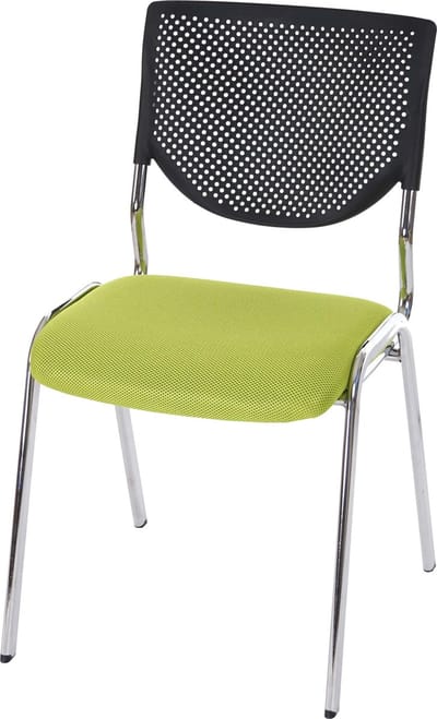Bezoekerstoel T401, stapelbare conferentiestoel, stof/textiel ~ zitting groen, poten chroom