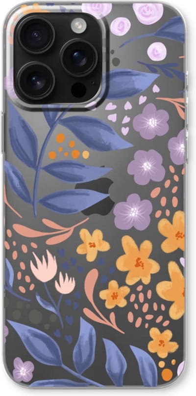 Case Company® - Hoesje geschikt voor iPhone 16 Pro Max hoesje - Flowers with blue leaves - Soft Cover Telefoonhoesje - Bescherming aan alle Kanten en Schermrand