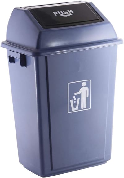 Grijze Pedaalemmer met Schommeldeksel - 50 Liter - Kunststof Vuilnisbak