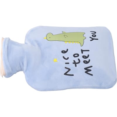 1000ml Warmwaterkruik Verdikt Lekdicht Warmwaterzak Handwarmer Voetwarmer voor Pijnverlichting blauw