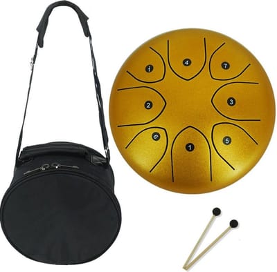Tongdrum - Goud - Inclusief drumsticks en tas - Handpan - 8 noten - 15cm