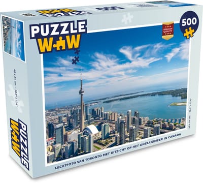 Puzzel Luchtfoto van Toronto met uitzicht op het Ontariomeer in Canada - Legpuzzel - Puzzel 500 stukjes