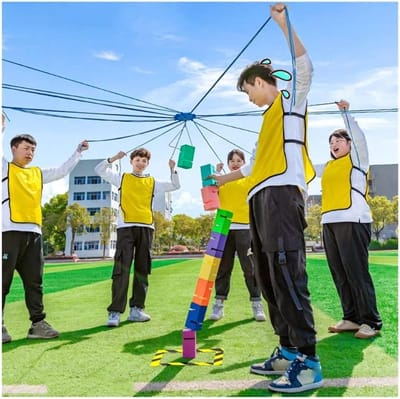 Teambuilding Spel - Groepsactiviteit - Samenwerken Stimuleren - Coöperatief Blokkenstapelen - 10 Stuks - Geel