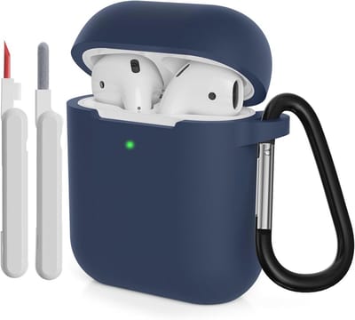 Zachte Siliconen Hoes voor AirPods 2 - Schokbestendige Bescherming met Reinigingsset - Blauw