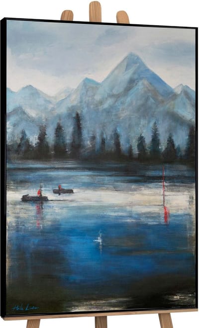 Canvas schilderij 140x100 cm handgeschilderd boshorizonten natuur woud – YS-Art Gallery – Rustgevende wanddecoratie voor woonkamer – Modern schilderij voor slaapkamer