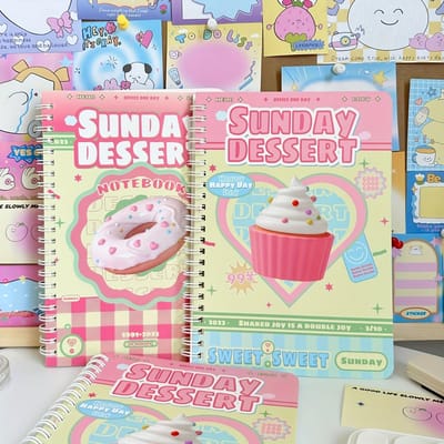 2 PIÈCES livre à spirales rétro, Carnet Style INS, manuel étudiant, cahier de classe, Carnet à lignes horizontales Cœur de Fille A5 2pcs
