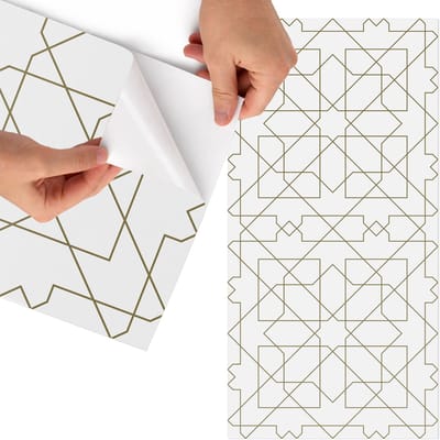 Tulup Meubelfolie - Harmonie van patronen Decoratiefolie Zelfklevend - 65x130 cm - Wit Meubelfolie - Decoratiefolie Zelfklevend - Minimalist Meubelfolie - Meubelfolie Zelfklevend - Badkamer decoratie - Geometrie