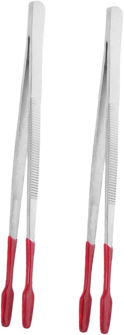 Roestvrijstalen Pincet - Verzamelaar Tool - Delicate Items Hanteren - Rubberen Gecoate Tips - 2 Stuks - Multicolor