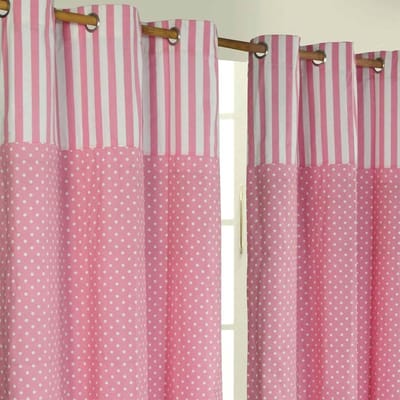 Homescapes gordijnen stippen & strepen roze set van 2 137 x 117 cm
