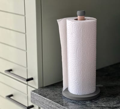 Home 3D® - Keukenrolhouder Grijs – Houten Staande Rollenhouder – Gemaakt en ontworpen in Nederland