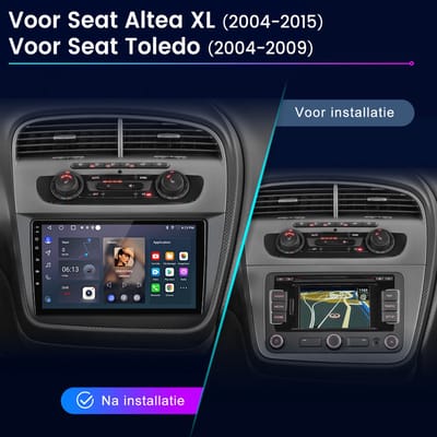 JUNSUN Andriod 15 Autoradio Geschikt voor Seat Altea XL 2004-2015 - Draadloze CarPlay Andriod Auto - GPS-navigatiesysteem - Bluetooth - 9 Inch TouchScreen - WiFi - Stuurwielbediening - RDS- USB